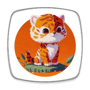 Little Tiger So Cute Child - Square fridge magnet - white - Front