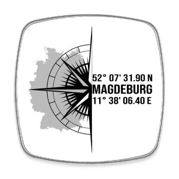 Koordinaten Magdeburg - Viereckiger Kühlschrankmagnet - Weiß - Vorne