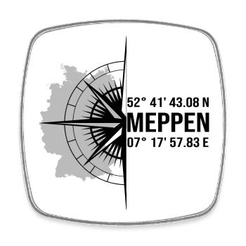 Koordinaten Meppen - Viereckiger Kühlschrankmagnet - Weiß - Vorne