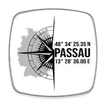 Koordinaten Passau - Viereckiger Kühlschrankmagnet - Weiß - Vorne