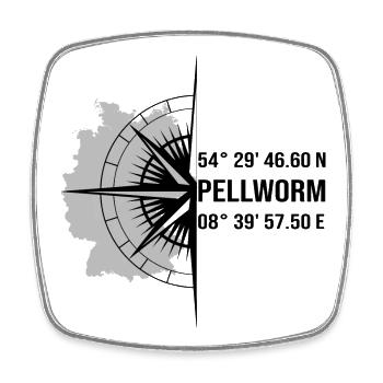 Koordinaten Pellworm - Viereckiger Kühlschrankmagnet - Weiß - Vorne