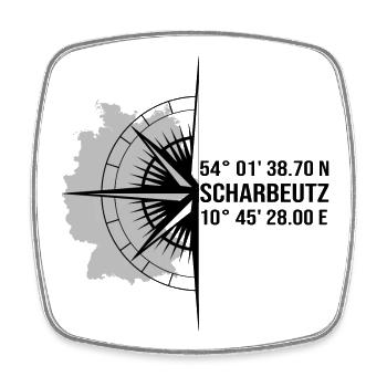 Koordinaten Scharbeutz - Viereckiger Kühlschrankmagnet - Weiß - Vorne