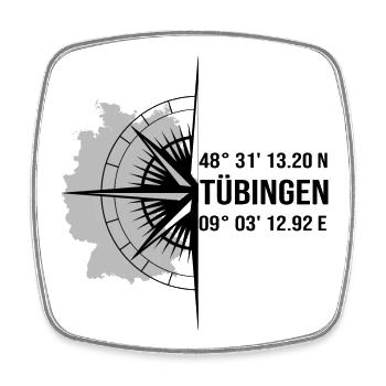Koordinaten Tübingen - Viereckiger Kühlschrankmagnet - Weiß - Vorne