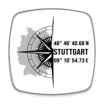 Koordinaten Stuttgart - Viereckiger Kühlschrankmagnet - Weiß - Vorne