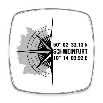 Koordinaten Schweinfurt - Viereckiger Kühlschrankmagnet - Weiß - Vorne