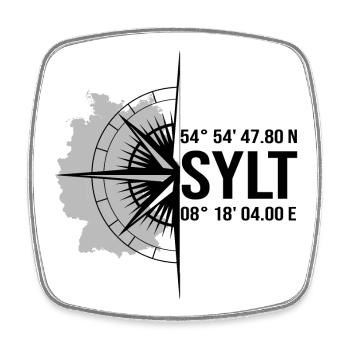 Koordinaten Sylt - Viereckiger Kühlschrankmagnet - Weiß - Vorne