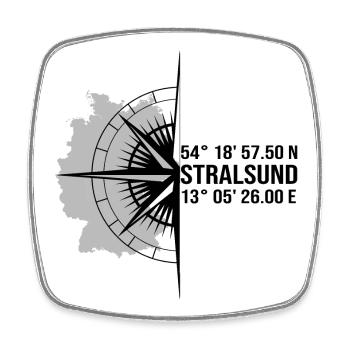 Koordinaten Stralsund - Viereckiger Kühlschrankmagnet - Weiß - Vorne