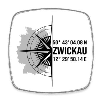 Koordinaten Zwickau - Viereckiger Kühlschrankmagnet - Weiß - Vorne