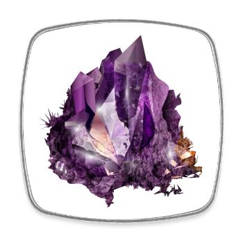 Luminous Violet Amethyst Crystal Motif - Square fridge magnet - white - Front