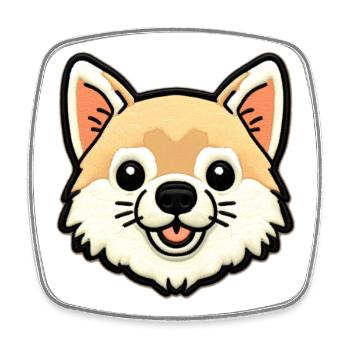 Kuscheliger Corgi Patch - Viereckiger Kühlschrankmagnet - Weiß - Vorne