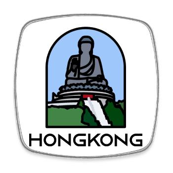 Hong Kong - Tian Tan Buddha - Square fridge magnet - white - Front