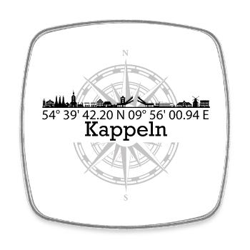Koordinaten Skyline Kappeln - Viereckiger Kühlschrankmagnet - Weiß - Vorne