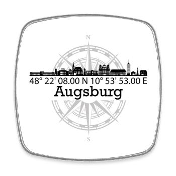 Koordinaten Skyline Augsburg - Viereckiger Kühlschrankmagnet - Weiß - Vorne