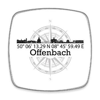Koordinaten Skyline Offenbach - Viereckiger Kühlschrankmagnet - Weiß - Vorne