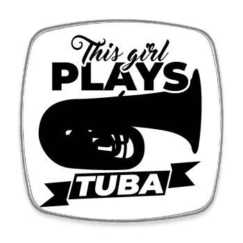 Tuba player - Square fridge magnet - white - Front