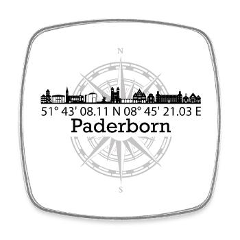 Koordinaten Skyline Paderborn - Viereckiger Kühlschrankmagnet - Weiß - Vorne