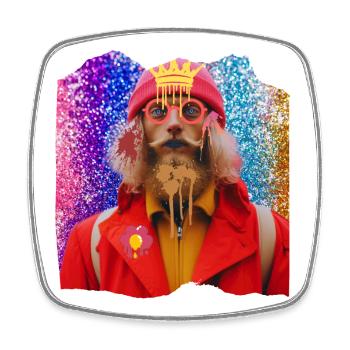 Trendy colorful man - Square fridge magnet - white - Front