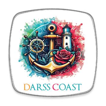 DarssCoast - Wellen Möwe Anker Grafik - Viereckiger Kühlschrankmagnet - Weiß - Vorne
