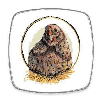 Hen in the Golden Nest - Square fridge magnet - white - Front