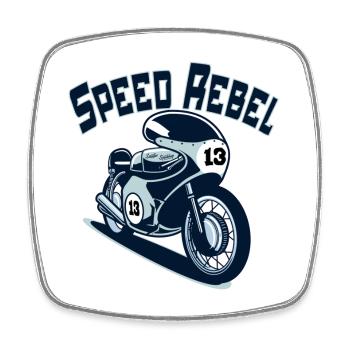 Speed Rebel - Viereckiger Kühlschrankmagnet - Weiß - Vorne