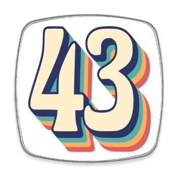 Vintage Retro T Shirt Number 43 Forty Three - Square fridge magnet - white - Front