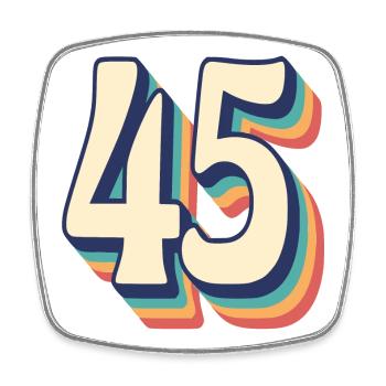 Vintage Retro T Shirt Number 45 Forty Five - Square fridge magnet - white - Front