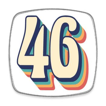 Vintage Retro T-Shirt Nummer 46 Sechsundvierzig - Viereckiger Kühlschrankmagnet - Weiß - Vorne