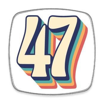 Vintage Retro T-Shirt Nummer 47 Siebenundvierzig - Viereckiger Kühlschrankmagnet - Weiß - Vorne