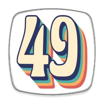 Vintage Retro T-Shirt Number 49 Forty Nine - Square fridge magnet - white - Front