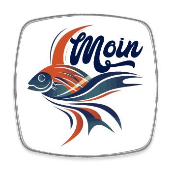 Farbiger Flussfisch Abstract Moin - Viereckiger Kühlschrankmagnet - Weiß - Vorne
