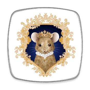 Maus Portrait mit Königskrone und Hermelin Kragen - Viereckiger Kühlschrankmagnet - Weiß - Vorne