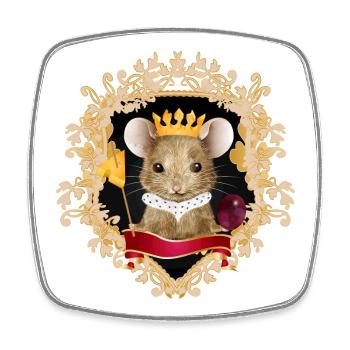 Maus mit Käse Krone im königlichen Rahmen - Viereckiger Kühlschrankmagnet - Weiß - Vorne