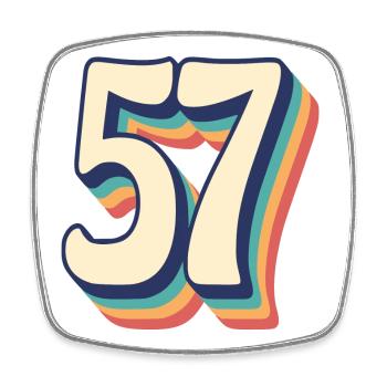 Vintage Retro T-Shirt Number 57 Fifty Seven - Square fridge magnet - white - Front