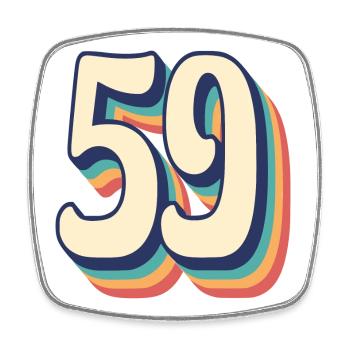 Vintage Retro T-Shirt Nummer 59 Fifty Nine - Viereckiger Kühlschrankmagnet - Weiß - Vorne