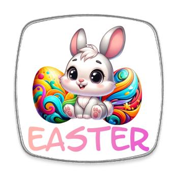 Osterhase mit Ostereiern - Viereckiger Kühlschrankmagnet - Weiß - Vorne