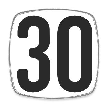 30. Geburtstag Zahl - Viereckiger Kühlschrankmagnet - Weiß - Vorne