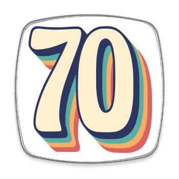 Vintage Retro T-Shirt Number 70 Seventy - Square fridge magnet - white - Front