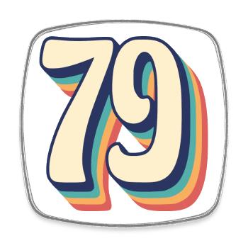 Vintage Retro T-Shirt Nummer 79 Seventy Nine - Viereckiger Kühlschrankmagnet - Weiß - Vorne