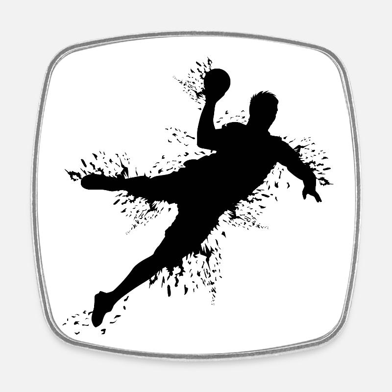 Joueur de handball Explosion de handball Lancer d’équipe Lanceur - Magnet carré - blanc
