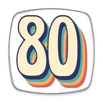 T-Shirt rétro Vintage numéro 80 Eighty - Magnet carré - blanc - Devant