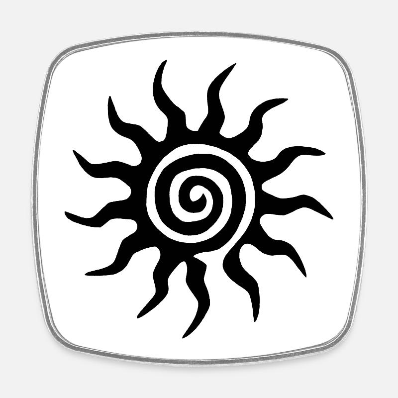 Soleil noir en spirale - Magnet carré - blanc