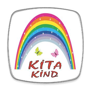 Kindergarten Rainbow Butterflies - Square fridge magnet - white - Front