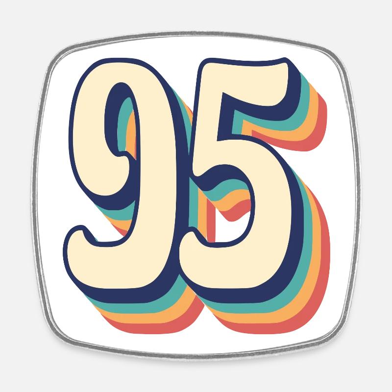 Vintage Retro T-Shirt Number 95 Ninety Five - Square fridge magnet - white