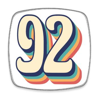 T-Shirt rétro Vintage numéro 92 quatre-vingt-douze - Magnet carré - blanc - Devant