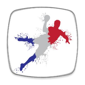 Drapeau de l’équipe de France de handball symbole d’éplosion - Magnet carré - blanc - Devant