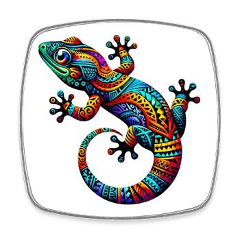 Gecko - Viereckiger Kühlschrankmagnet - Weiß - Vorne