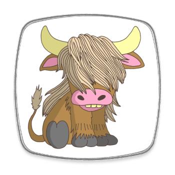 Long-haired cow - Square fridge magnet - white - Front