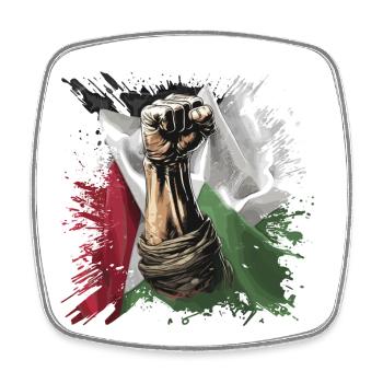free palestine Faust Flagge Gaza - Viereckiger Kühlschrankmagnet - Weiß - Vorne