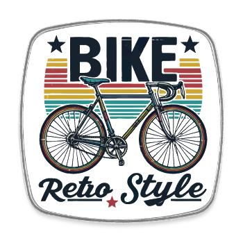 Retro-Bike-Design mit leuchtenden Streifen - Viereckiger Kühlschrankmagnet - Weiß - Vorne
