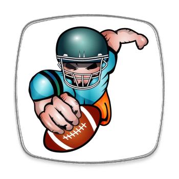 Football Spieler mit Football Helm und Spielball - Viereckiger Kühlschrankmagnet - Weiß - Vorne
